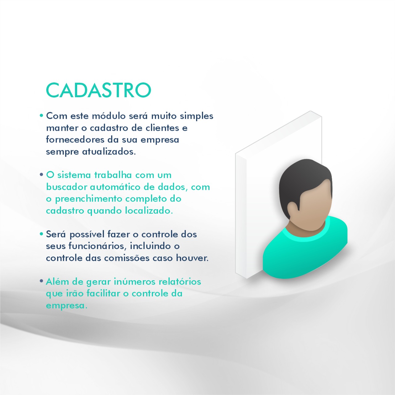 "Expanda seus relacionamentos comerciais com nosso eficiente sistema de Cadastro de Clientes, simplificando o gerenciamento e a personalização do atendimento."