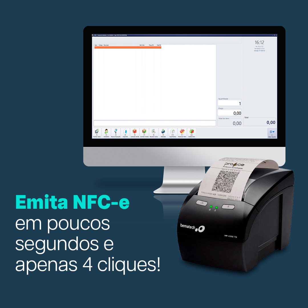 "Solução eficiente para NFC-e, simplificando a emissão de notas fiscais eletrônicas para o consumidor final."